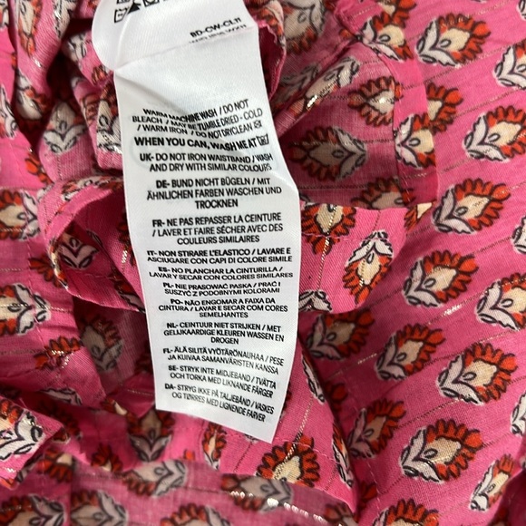 Mini Boden Sz 8-9 Y Tiered Print Skirt Elastic Waist Pink w/Silver Shimmer NWT - Picture 10 of 10